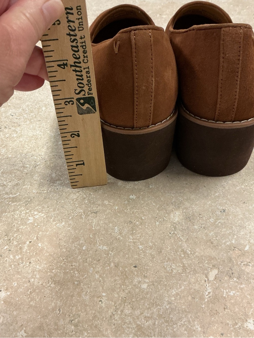Vionic SZ 6.5 Suede Willa Wedge Toffee Round Toe Slip On Water Repellent Shoes - Picture 9 of 12